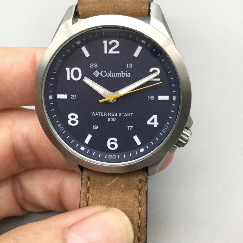 Columbia CSS10-002 Mens Watch 42mm Blue Dial Brown Leather Band New Battery - Picture 9 of 15